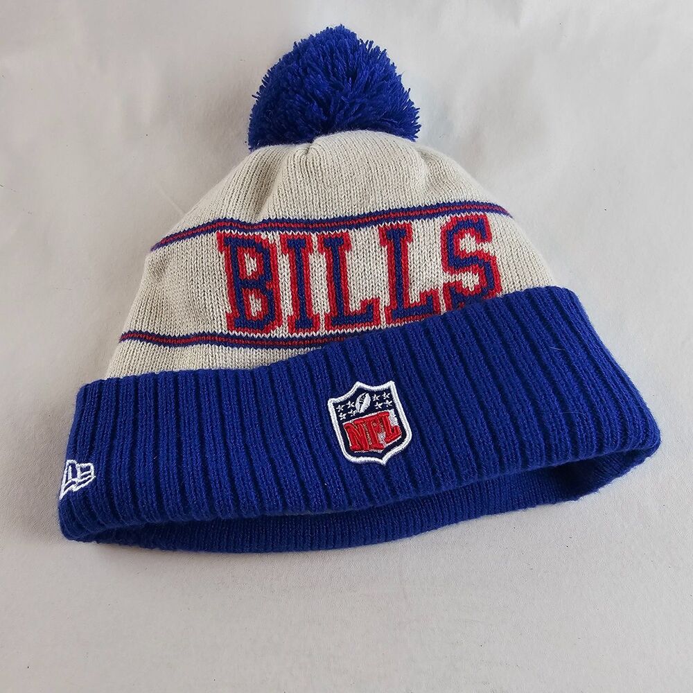 New Era Buffalo Bills Beanie Hat Blue White Red Pom Pom Knit Cuffed NFL One Size - Picture 4 of 5